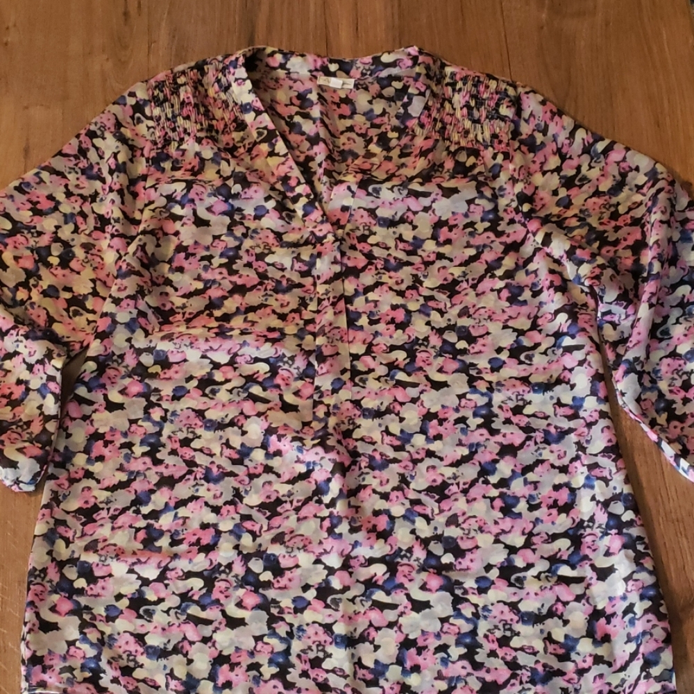 Semisheer floral tunic